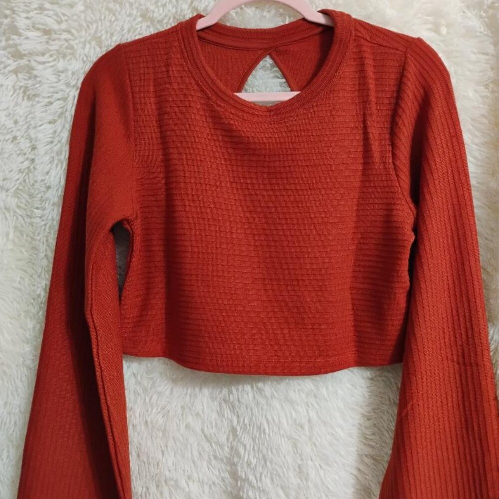 Band of the Free Alize Rust Long Sleeve Crop Top Size SM NWT